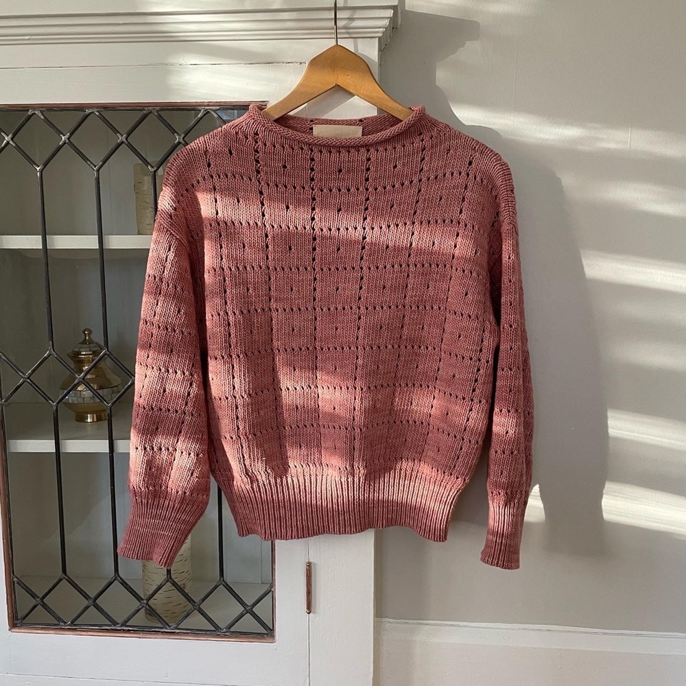 Rose Blush Windowpane Sweater XS